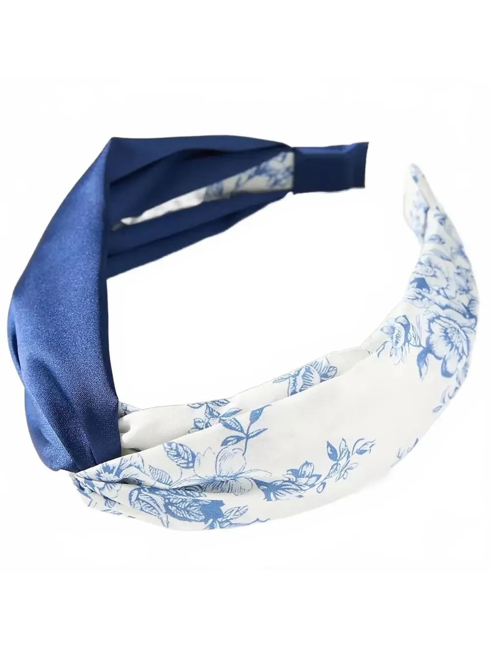 Anthropologie Half-Twist Fabric Hair Band Blue Floral Two-Tone NWT
